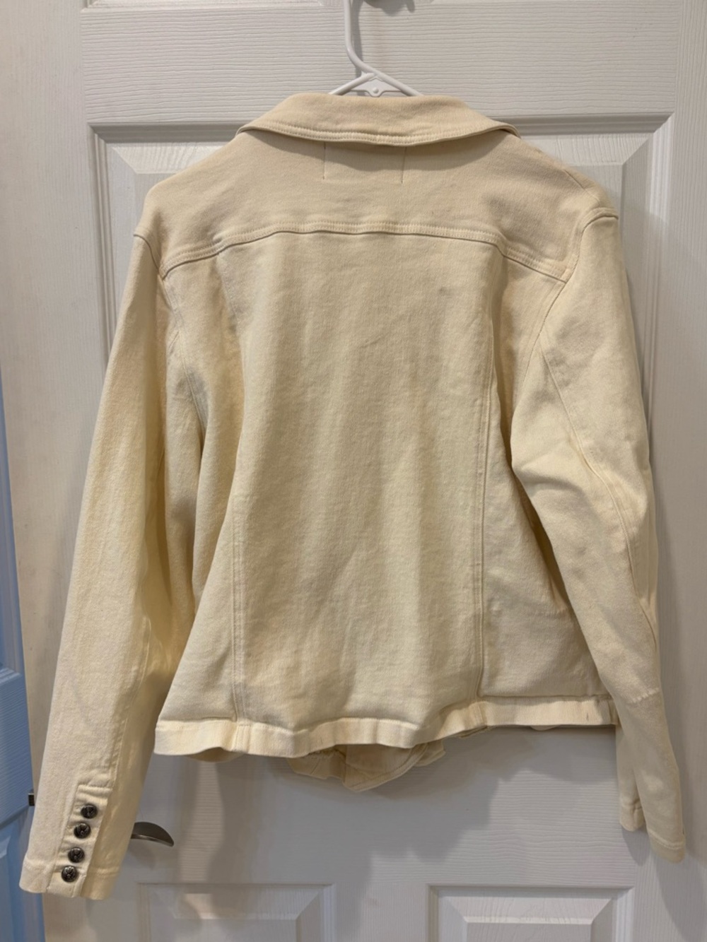 Harley-Davidson Cream Double-Breasted Pea Coat Denim/ Jean Jacket - Picture 4 of 5